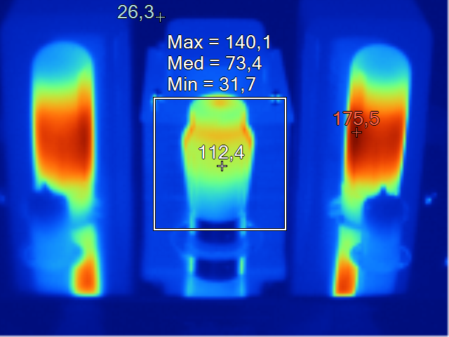 Immagine termografica dell'amplificatore Reisong A10 acceso