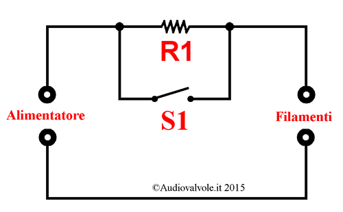 Limitatore di corrente per l'accensione del filamento