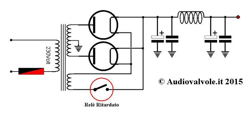 Ritardatore di tensione anodica a diodi termoionici controllati