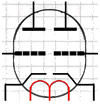 Simbolo circuitale Doppio Triodo termoionico filamento