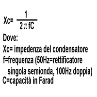 Formula di calcolo dell'impedenza di un condensatore