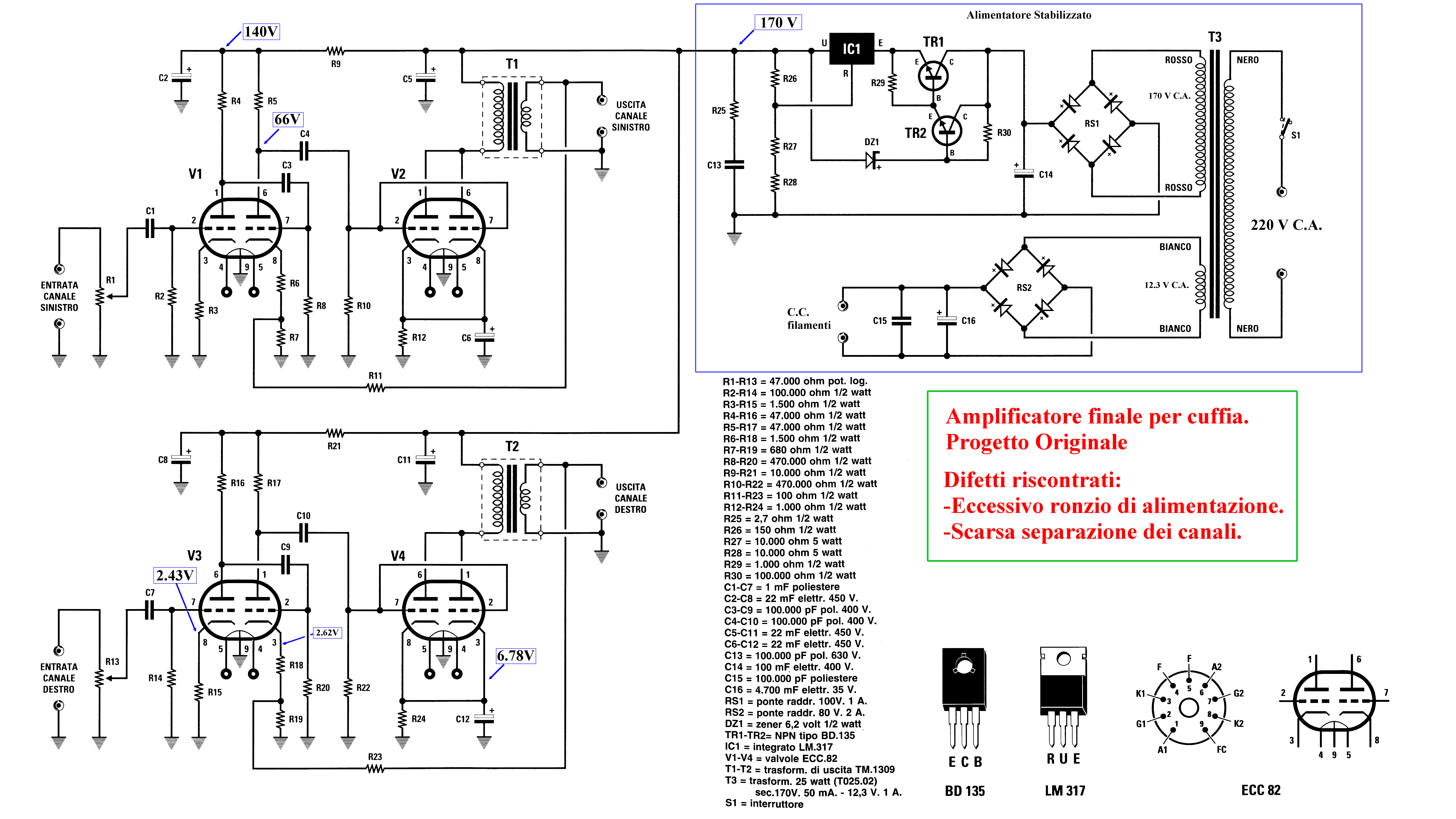 studio di un caso reale di amplificatore valvolare per cuffia di nuova elettronica con possibili modifiche migliorative