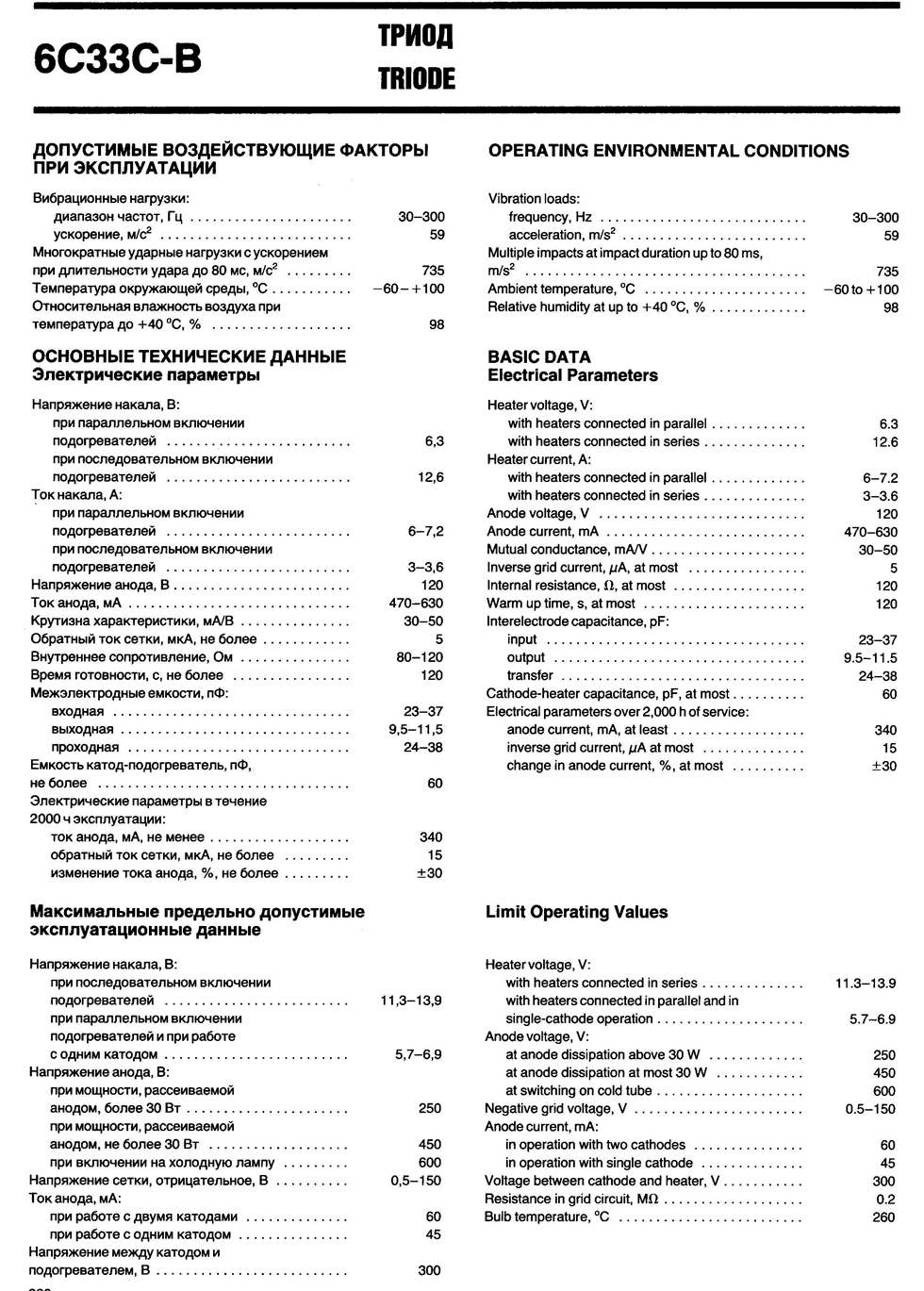 Caratteristiche 6C33C-B