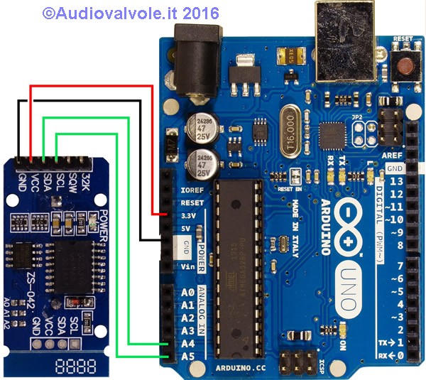 Collegamento Shield RTC DS3231 per Arduino UNO