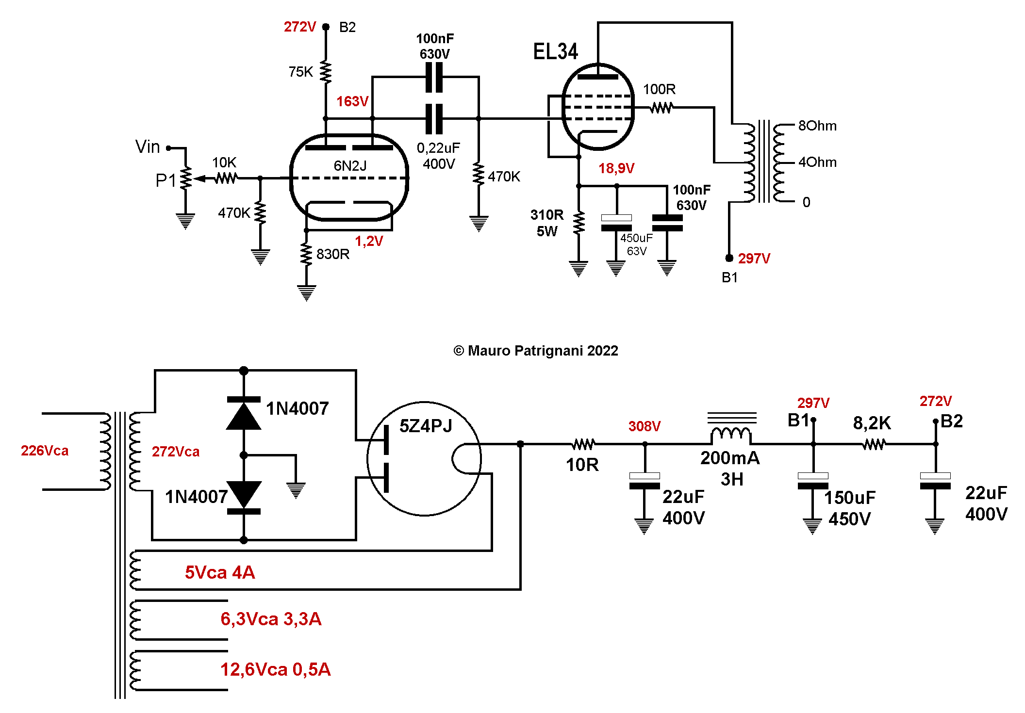 Amplificatore valvolare reisong a10 schema elettrico modificato e migliorato