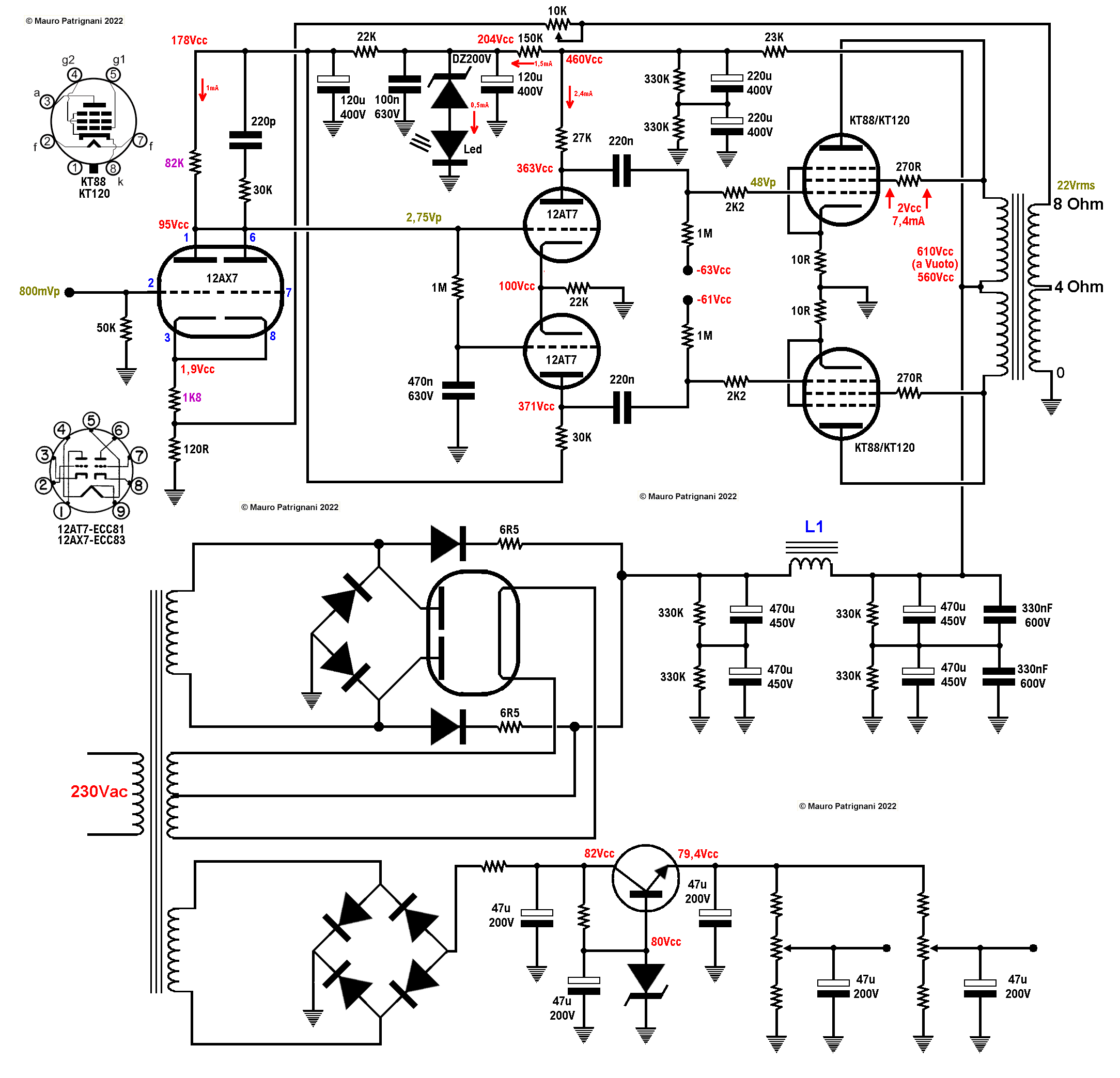 Amplificatore valvolare Dual Mono Xindak MS3 - Schema modificato