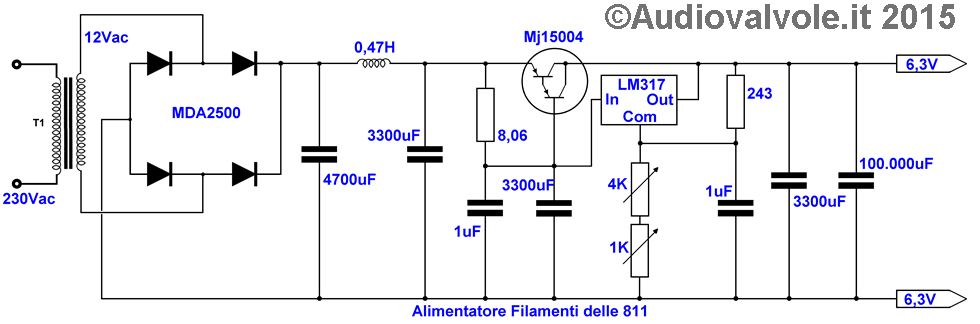 Schema dell'Alimentatore filamento 211