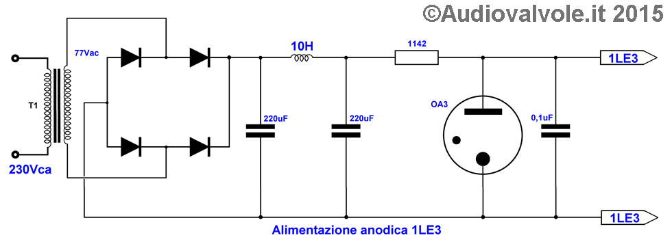 Schema dell'Alimentatore anodica 1LE3
