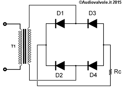 Raddrizzatore a due semionde a diodi semiconduttori