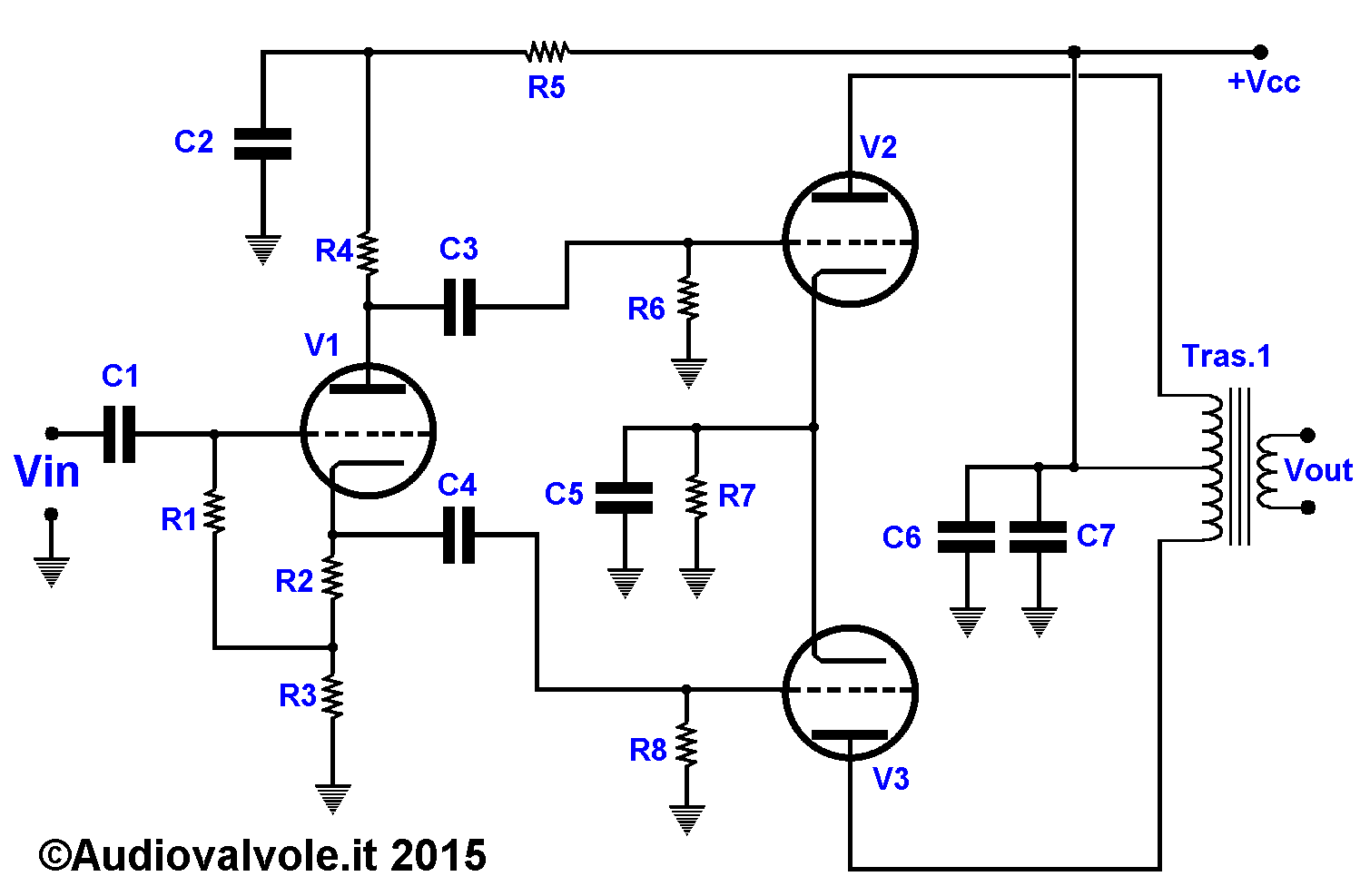 Schema Amplificatore di potenza in configurazione push-pull