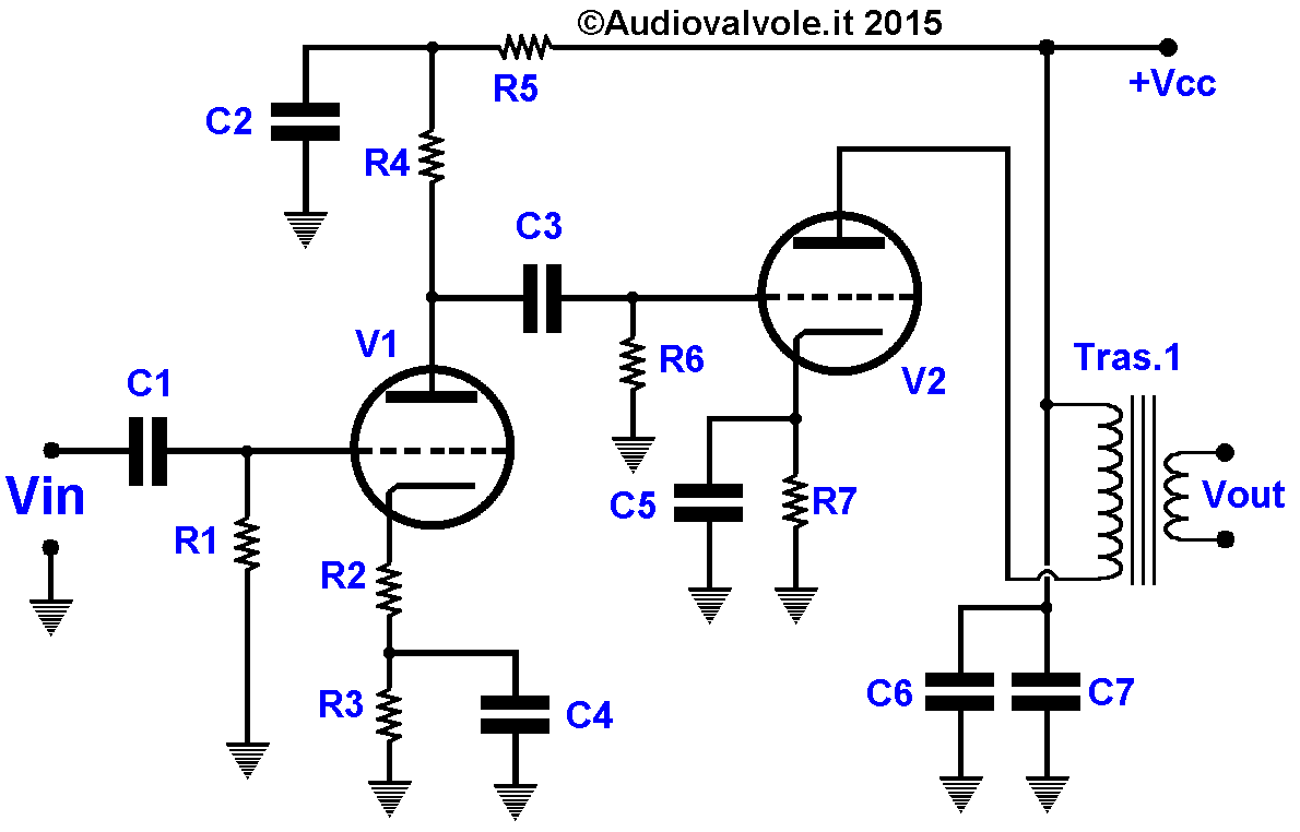 Schema Amplificatore di potenza in configurazione single-ended