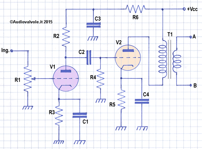 Schema circuitale di un Amplificatore Single Ended