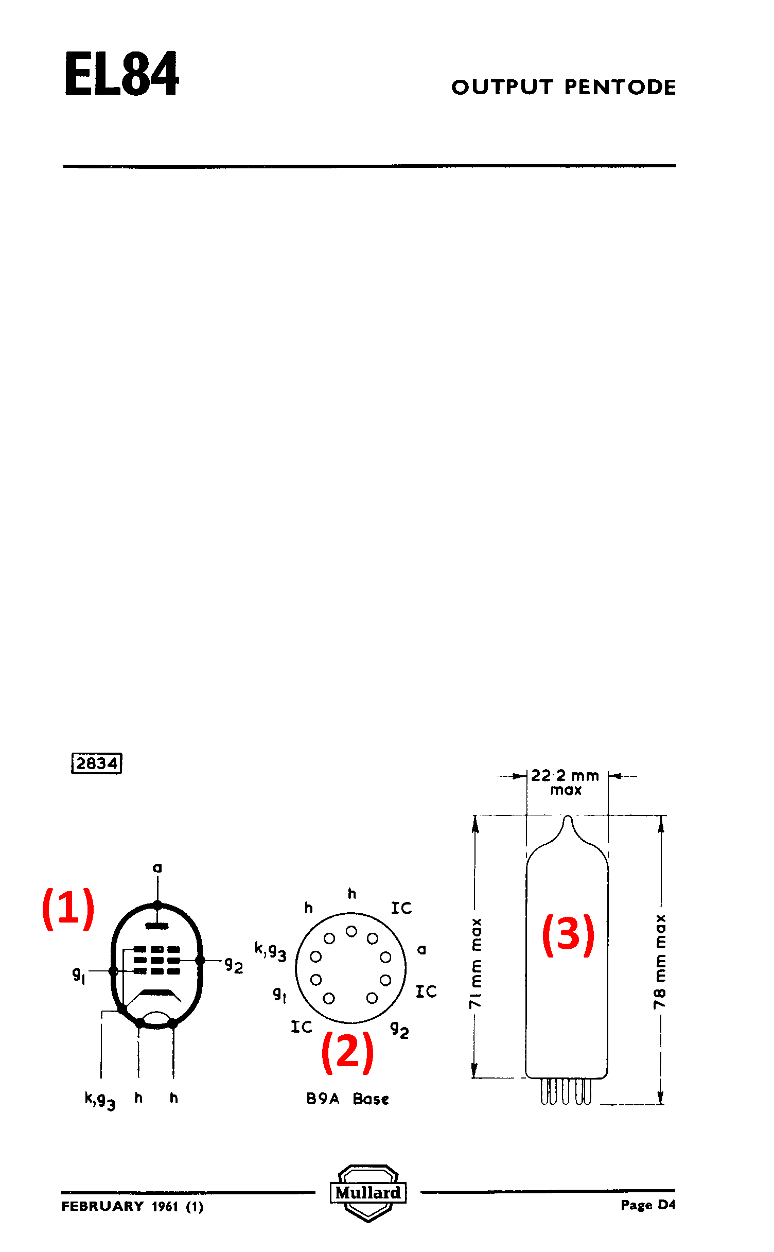 esempio di lettura di un datasheet: MULLARD del 1964, pagina n.4