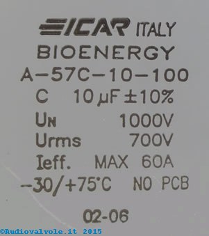 Condensatore carta olio: etichetta