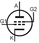 Tetrodo Termoionico, simbolo circuitale