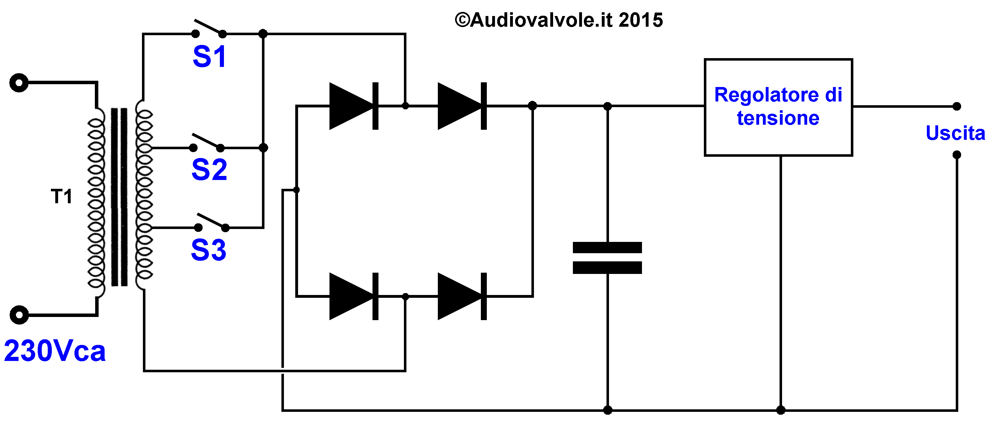 Alimentatore stabilizzato regolabile