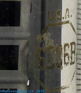 6dq6b Rca tetrodo a fascio di potenza particolare della scritta stampata sul vetro