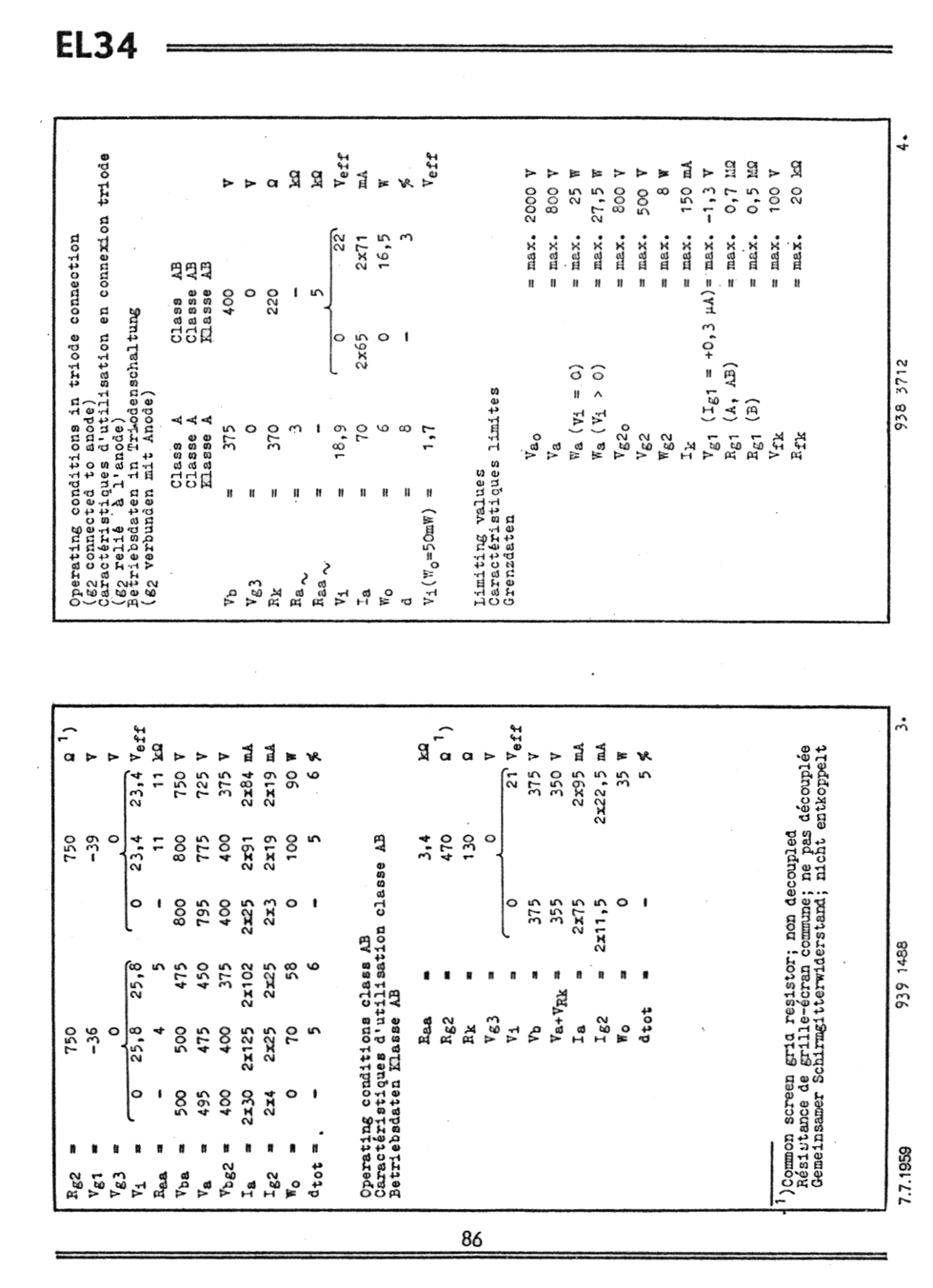 Pentodo termoionico di potenza EL34 (6CA7,6P27S)