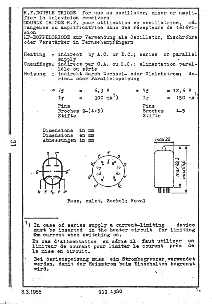 Caratteristiche ecc81 / 12at7 Pagina 1